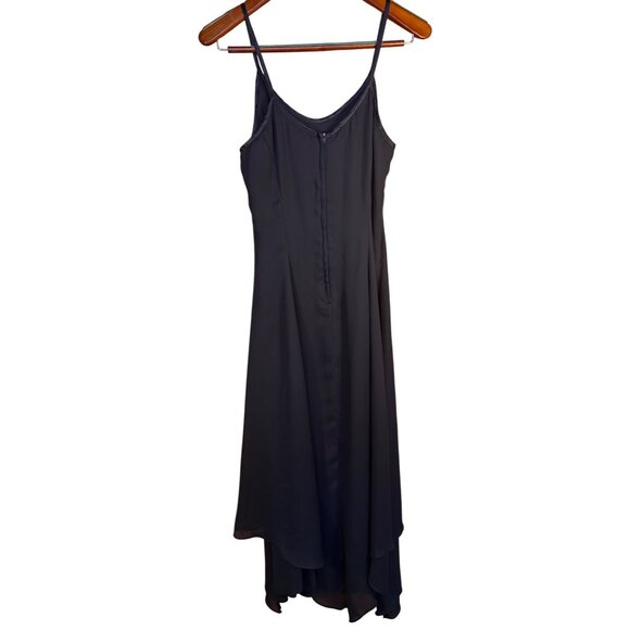 VTG Roberta Navy Small (est.) Maxi Slip Dress Asymmetrical Hem Fairy Whimsy Goth - Picture 2 of 7